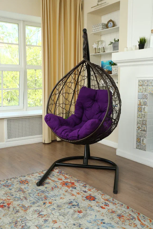 Кресло подвесное Бароло коричневый / м/э фиолетовый