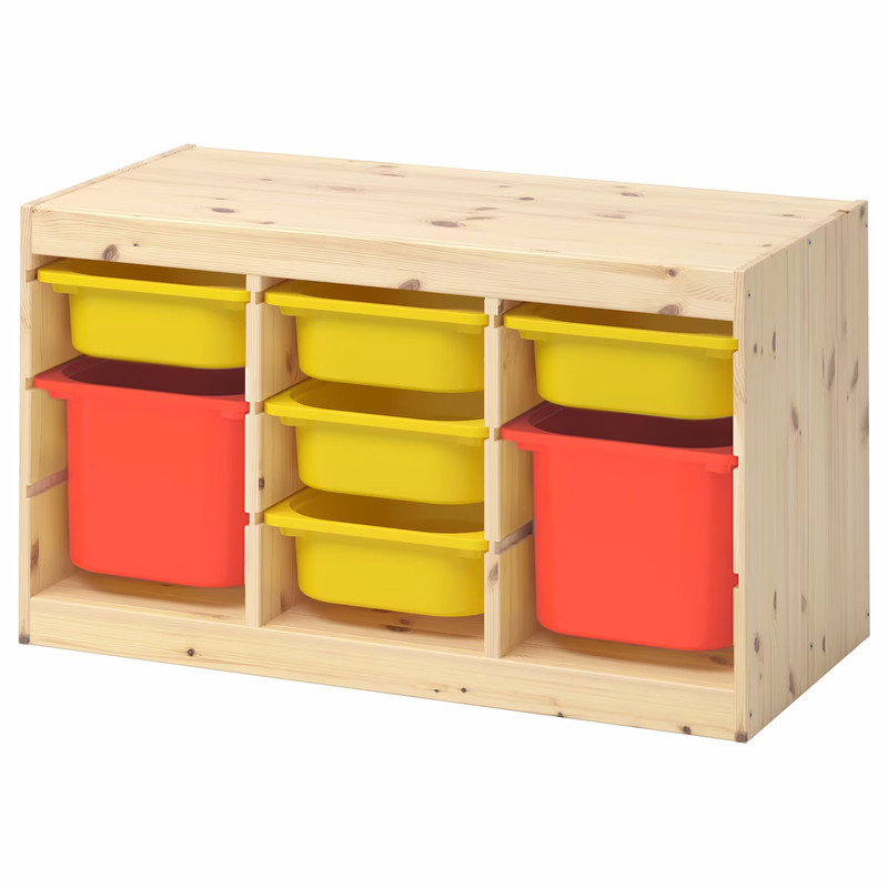 Стеллаж тройной 930х440х520 ТРУФАСТ б/п сосна,контейнеры: желтый (5С)/оранжевый (2Б) Profi&Hobby